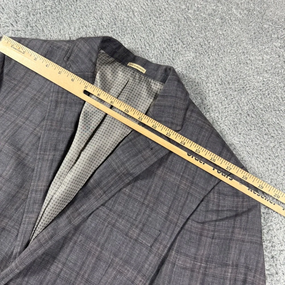 Joseph Abboud Blazer Mens 40R Plaid Windowpane 100% Linen Slim Fit Sport Coat